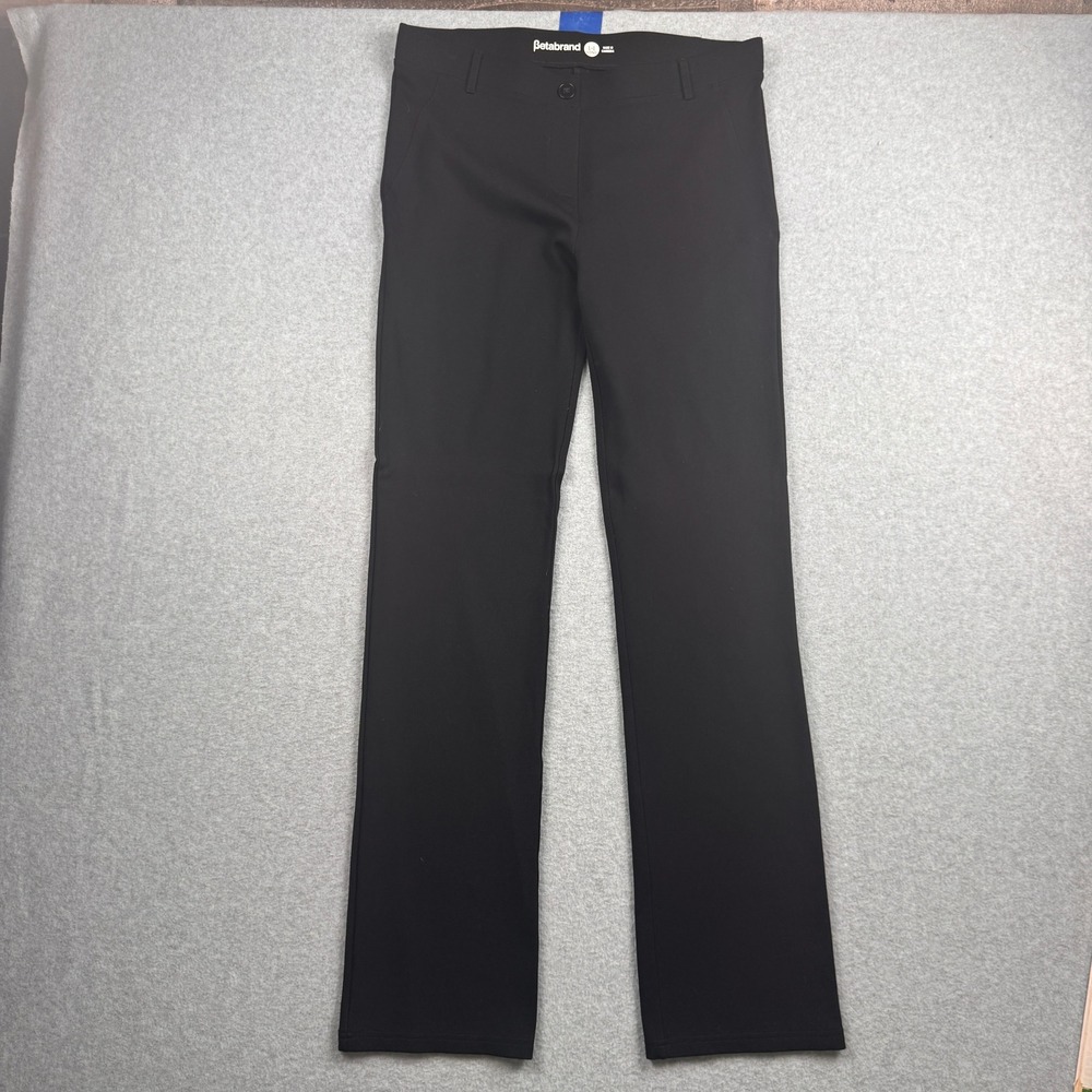 Betabrand Pants Womens Large Long Tall Black Straight Leg Dress Yoga Pull On
